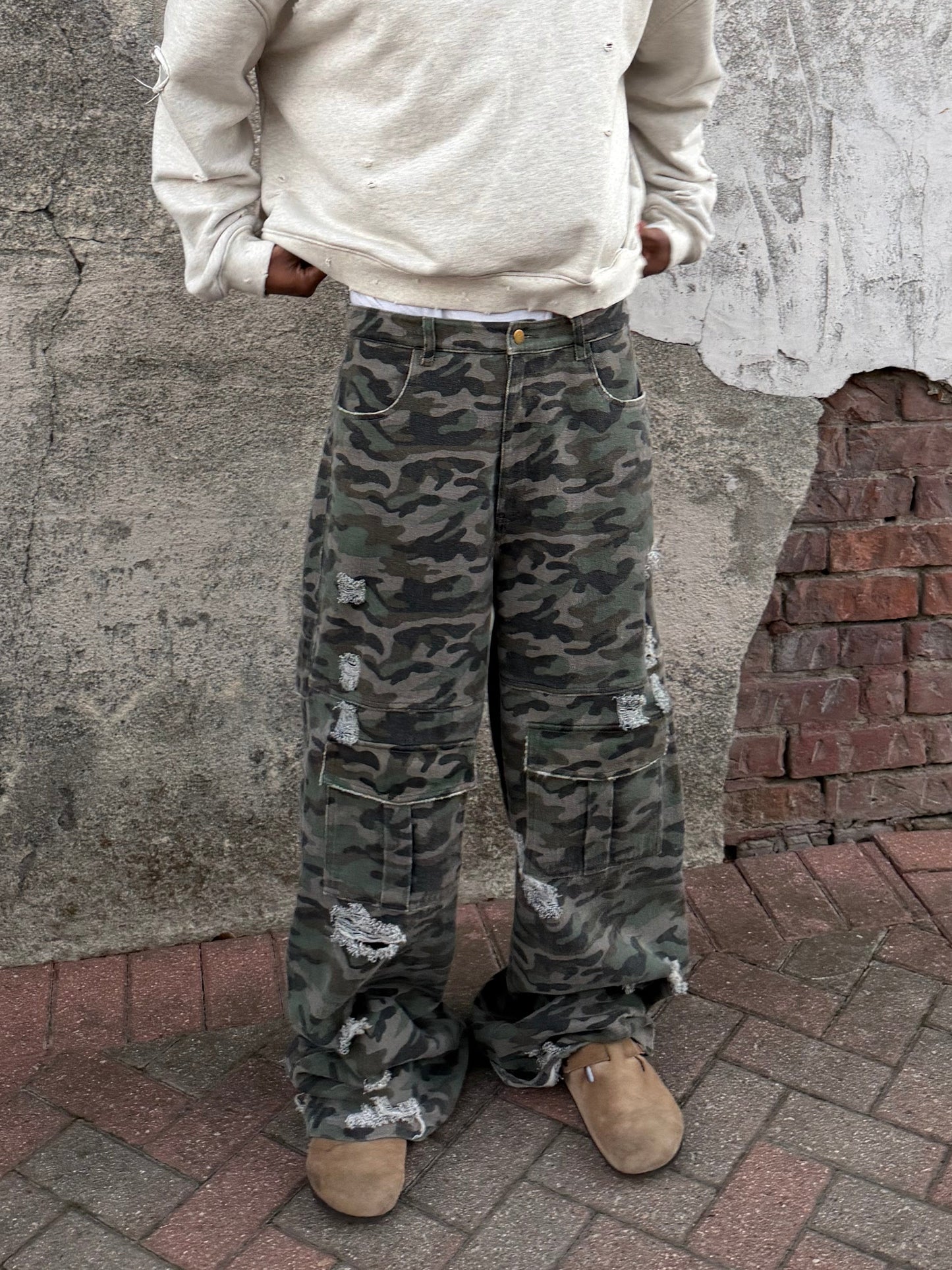 Distressed Camo Cargo pants